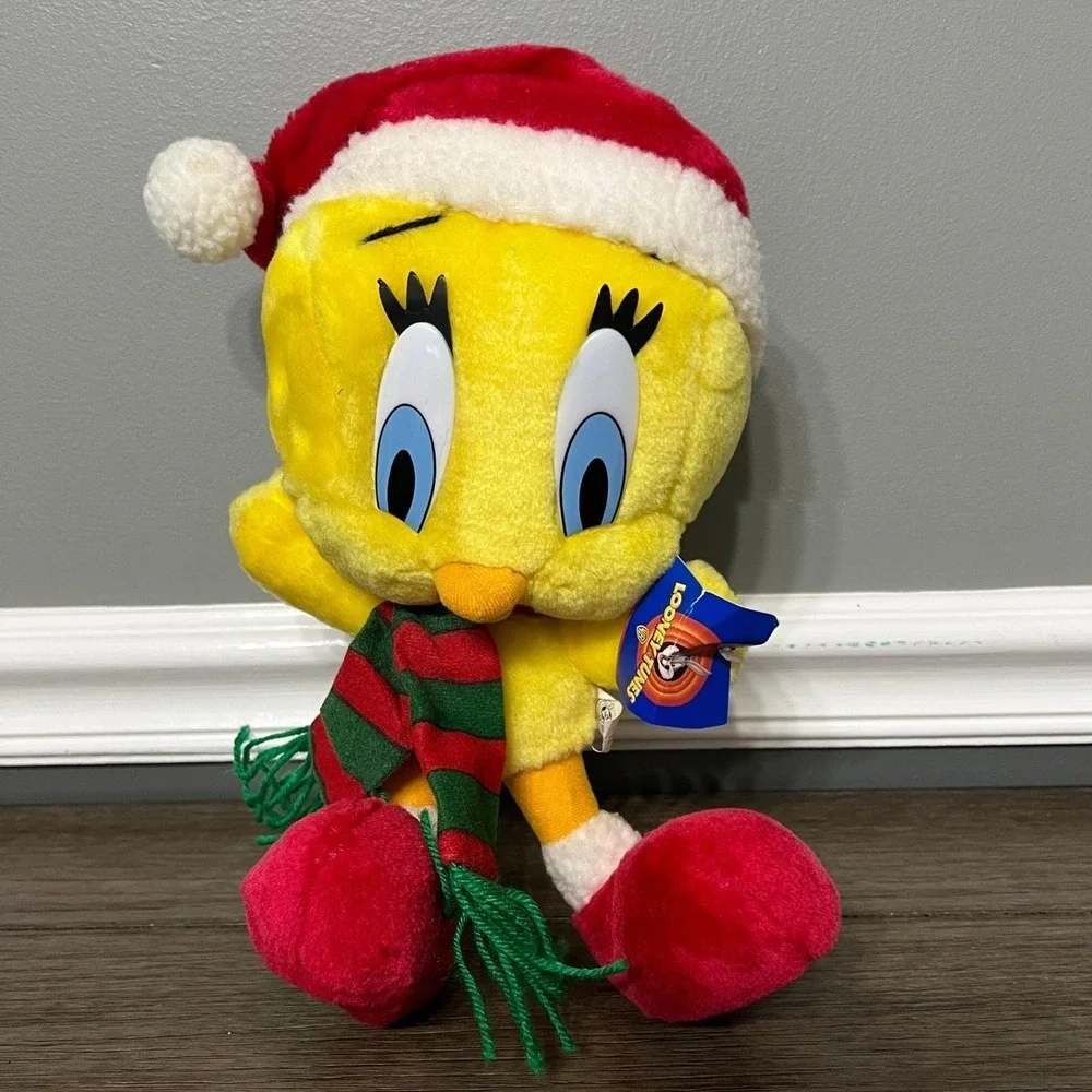 Vintage 1998 Looney Tunes Tweety Bird Christmas Santa Plush 10